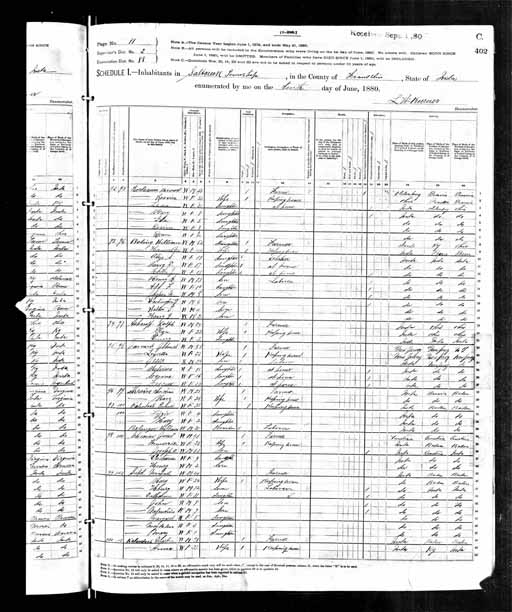 1880 United States Federal Census - Benjamin Bernard Riedeman.jpg